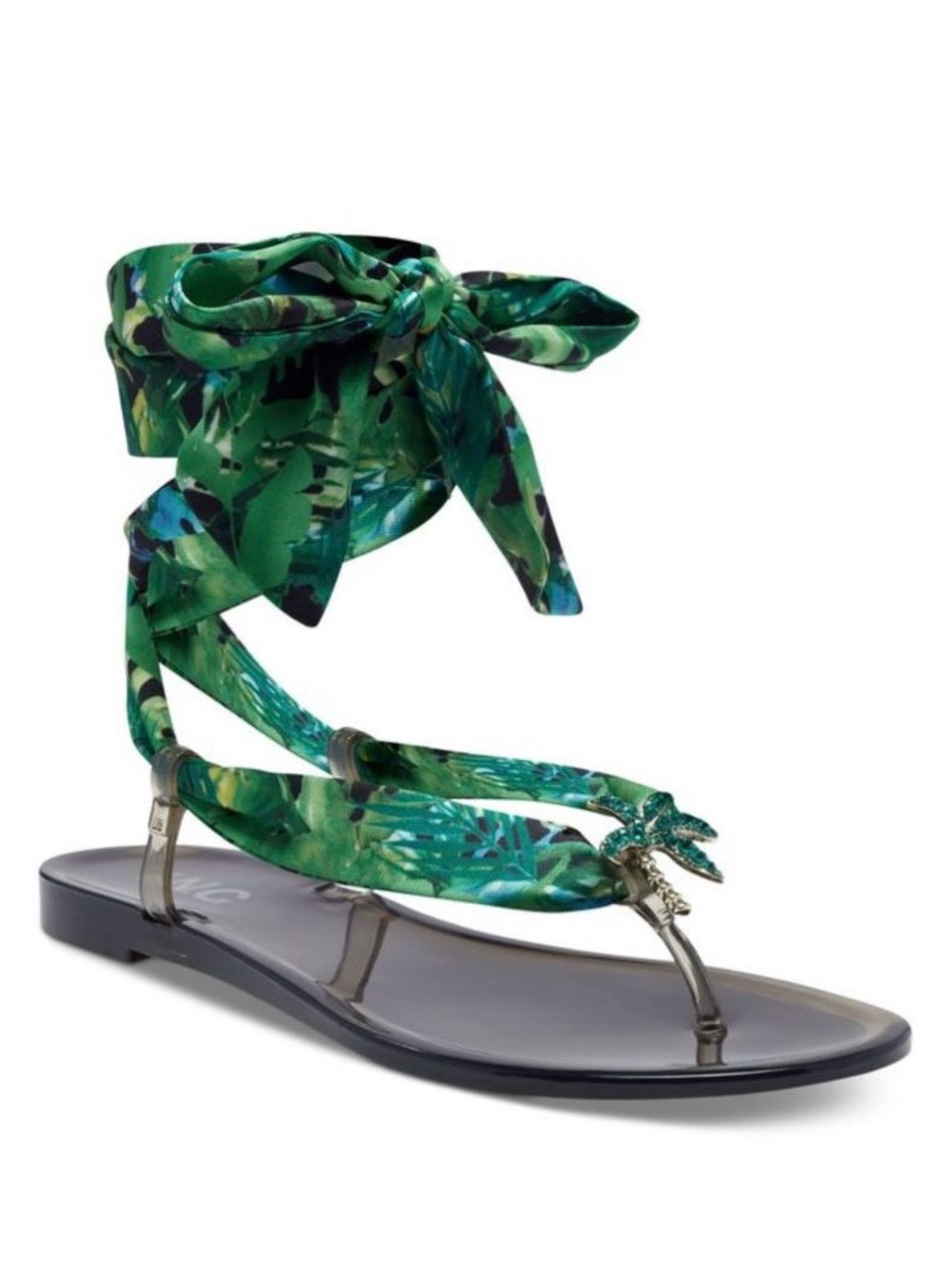 INC Womens Black Scarf Tie Brooch Malana Round Toe Thong Sandals Shoes Size 5